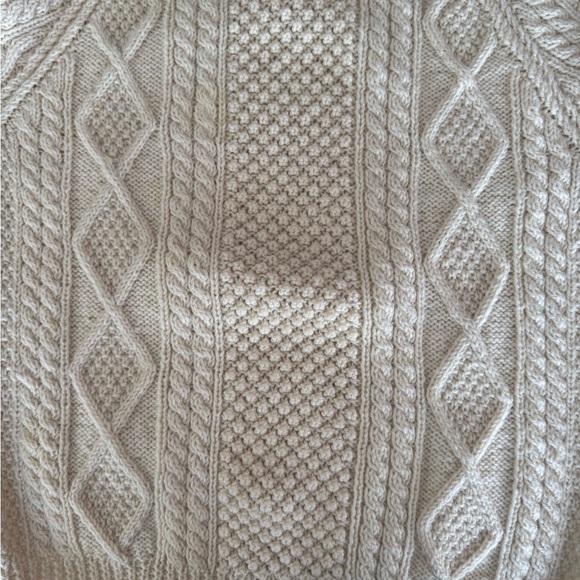 Irish Aran Handknit Wool Ivory Sweater for Men - Picture 7 of 11